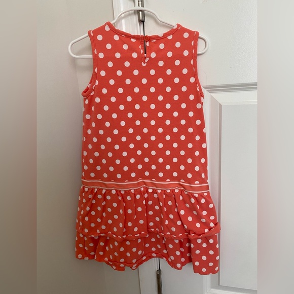 Gymboree polka dot dress with matching hair clips CORAL color - Picture 2 of 5
